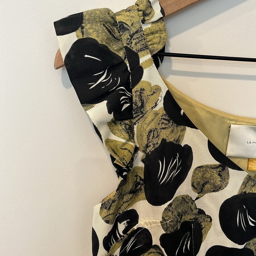 Anthropologie Leifsdottir Silk Blend Leaf Dress Size 4 - Picture 4 of 7